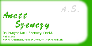 anett szenczy business card